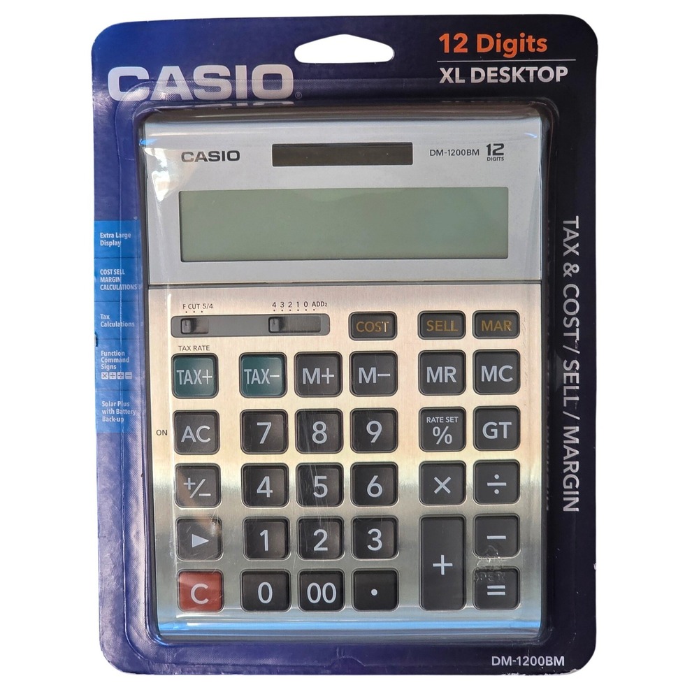 Casio DM-1200BM Desktop Financial Calculator 12 Digit Display Tax Keys NEW